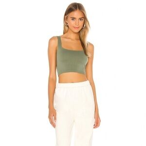 Free People Scoop Neck Crop Army Green Size XS / S NWT